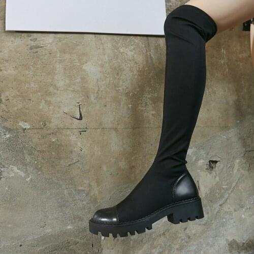 SKLFGXZY Over knee boots New style Genuine leather Female boots Womens boots black cowhide Womens shoes Size 34-40