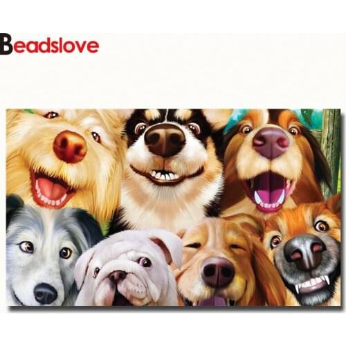 Animal,Many dog paintings,5D Full Square Diamond painting Round,mosaic Diamond Embroidery Home decoration rhinestones pictures
