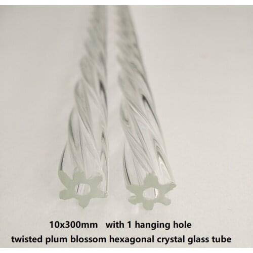 10pcs/lot 10*300MM clear twisted plum blossom hexagonal crystal glass tube prism DIY chandelier crystal Home Curtain Accessories