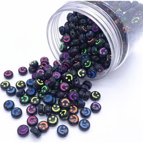 100pcs/Lot 7x4mm Oval Shape Acrylic Spaced Beads Smiley Beads For Jewelry Making DIY Charms Bracelet Necklac#01