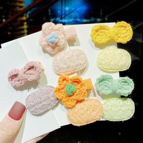 2 Pcs/Set Children Cute Knitting Flower Bow Ornament Hair Clips Baby Girls Lovely Sweet Barrettes Hairpins Kids Hair Accessories
