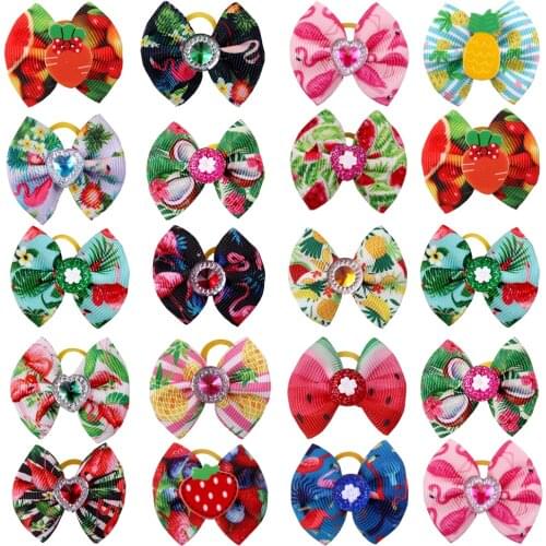 20pc Dog Bows Cute Dog Hair Accessories Fruit Pet Dog Hair Bows Small Dog Bows Diamond Small Dog Grooming Accessories