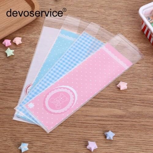 25Pcs Bow Tie FOR YOU Long Self Adhesive Bags Cookies Zipper Bags Snack Finger Biscuit Candy Cookies Plastic Gift Decoration Bag