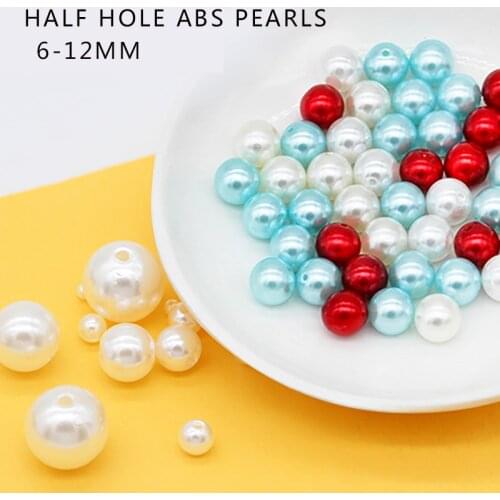 6/8/10//12MM Acrylic Spacer Beads ABS Pearls Half Holes Round Loose Beads For Jewelry Making DIY Garment Pearls Beads