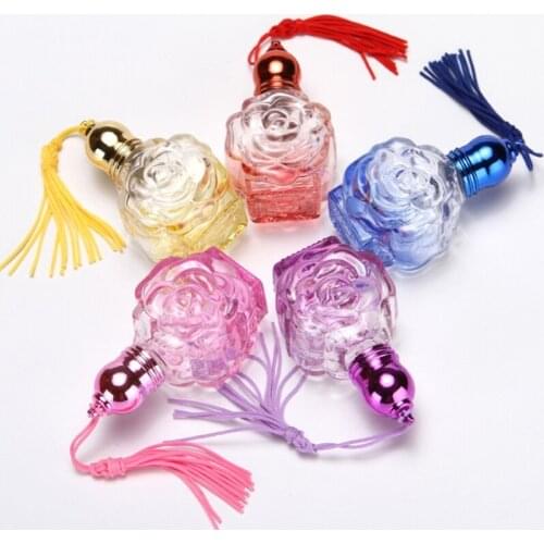 700pcs/lot Fast shipping 10ML Rose Flower shape Roller Glass Perfum Bottles 10CC Empty Roll on Bottles