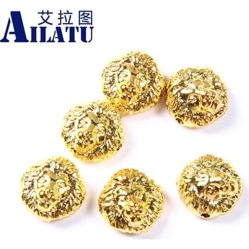 Ailatu Powerful Lion Head Charm Decorated for DIY Fashion Bracelet or Necklace Jewelry Advanced Plating Copper Beads