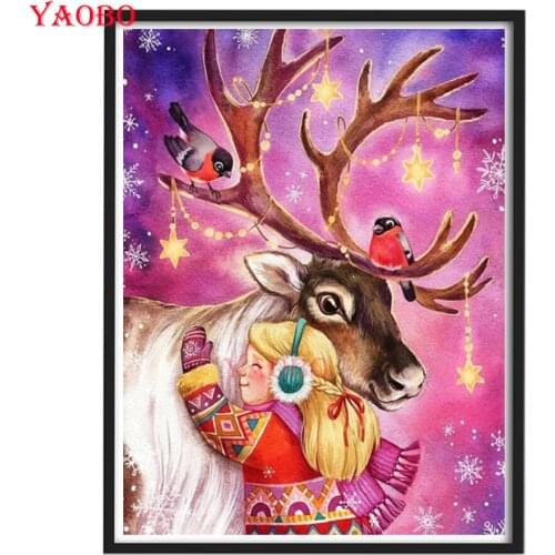 Little girl and deer 5D diamond embroidery diamond painting cross stitch diamond mosaic birds DIY wall Decorative navidad Gift