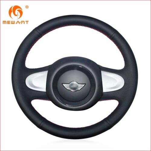 MEWANT Black Artificial Leather Car Steering Wheel Cover for Mini Coupe 2013 (2-Spoke) Interior Accessories Parts