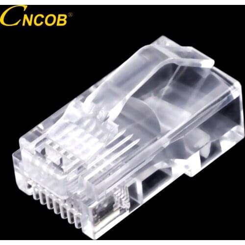 CNCOB Curved Shrapnel Rj45 Cat5e Connector with Gold-plated Nickel Chip Aperture 1.0mm 100pcs