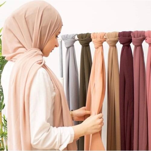 Good Stitch Plain High Quality Premium Heavy Chiffon Hijab Scarf Malaysian Womens Scarves Hijabs Long Shawl COLOR 61