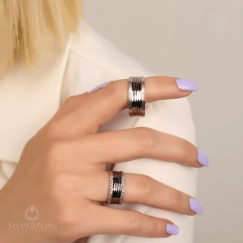 SILVERFONI 925 Sterling Real Silver Wedding Rings Set For Men And Women Jewelry Oxide Viking Bands Anniversary Gift New Season