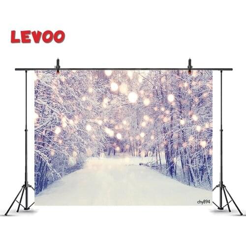 LEVOO Photo Backdrop Winter Snowfield Park Trees Glitter Bokeh Photo Studio Props Background Photography Photozone Fabric Vinyl