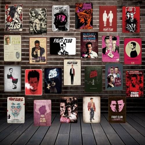 [ Mike86 ] Fight Club Movie Metal Sign Retro Home Bar metal Painting wall Plaque art Classic Posters Art 20*30 CM FG-504