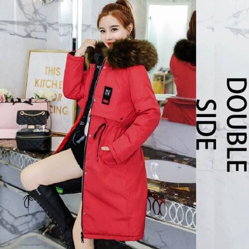 Fashion Winter Jacket Women Big Fur Belt Hooded Thick Down Parkas X-Long Female Jacket Coat Slim Warm Winter Outwear