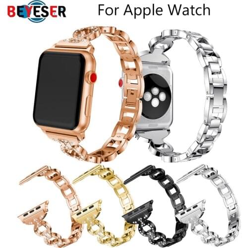 Fashion shaped Metal Strap for Apple Watch 4 5 Band 44mm 40mm I watch 3 2 1 38mm 42mm women girl Band Watch Bracelet Accessories
