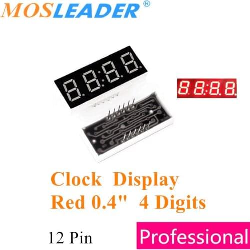Mosleader 100pcs 0.4" Clock display with clock time Red 4 Digits Common cathode Anode Digit Clock Digital tube DIP LED Display