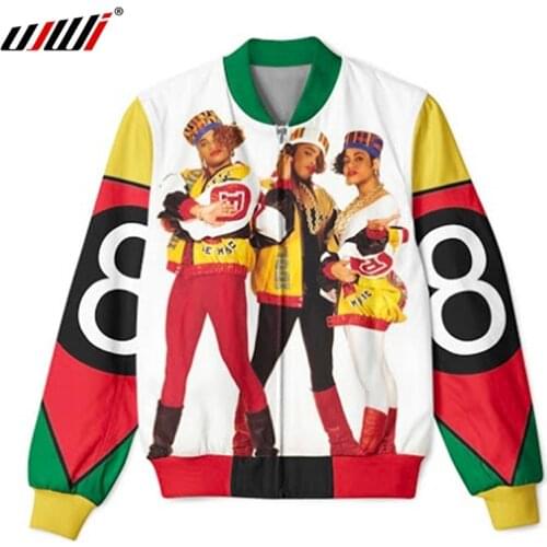UJWI Fashion Custom Salt-n-Pepa-8-ball 3D Sublimation Printing Plus size 5XL 6XL Zipper Up Jacket Star numbers Logo Oversized