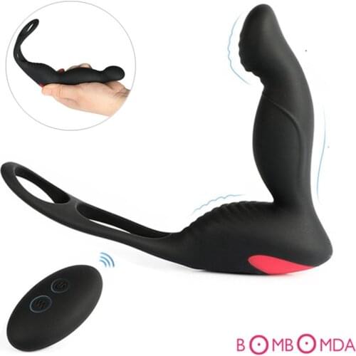 Male Prostate Massage Vibrator for men Wireless Remote Control Anal Vibrator Silicone Penis Delay Ejaculation Ring Adult Sex Toy