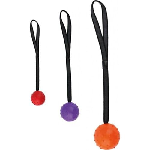 High Quality Multiple Color Natural Rubber Dog Toy Ball On A Strap Rope Pet Dog Training Ball