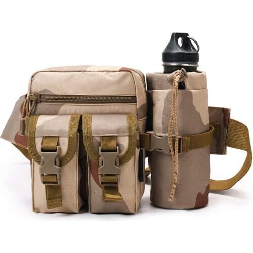 4PCS / LOT New Travel Camouflage Bags Military Women Men Waist Bag Packs with Bottle Holder Men Nylon Detachable Belt Bag
