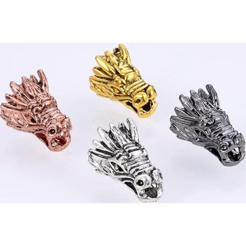 Wholesale 20pcs Dragon Shape Alloy Space Bead Antique Silver Plated Beads Charm For DIY Fashion Jewelry Making Necklace Bracelet
