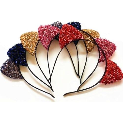Hot Sale Cat ears Hair Band Childrens Color Twinkling headbands Shiny Rhinestone For Lovely girls headwear Hair Accessories