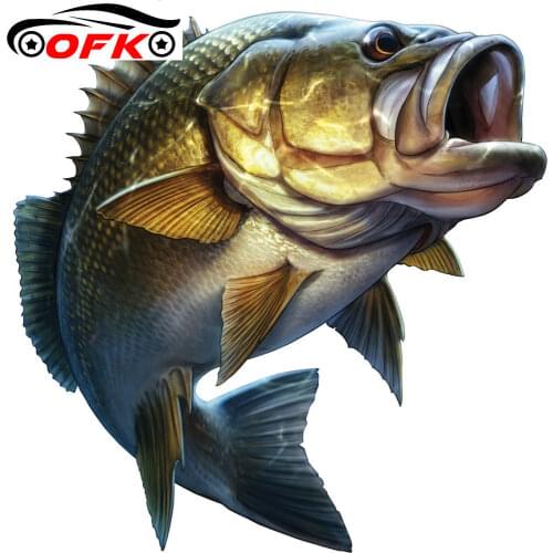 Fishing Cartoon Car Styling Large Mouth Bass Fish Stickers Boat Kayak Decals Auto Truck Laptop Window Sticker Vinyl,20cm*20cm
