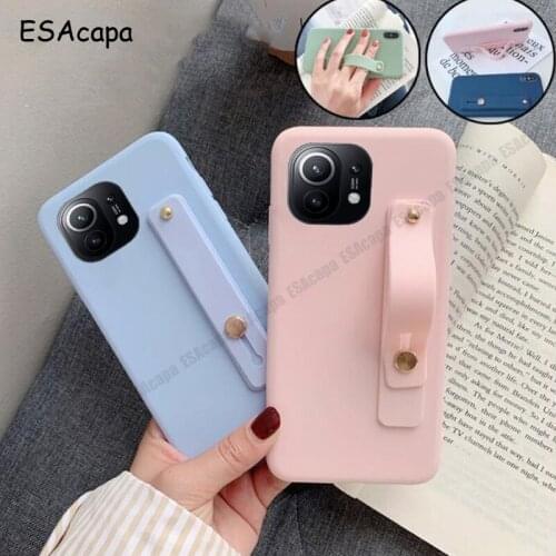 Wrist Strap Stand Holder Silicone Phone Case For Xiaomi Mi 11 10T Pro Note 10 Lite Shockproof Protection Case For Xiaomi POCO M3