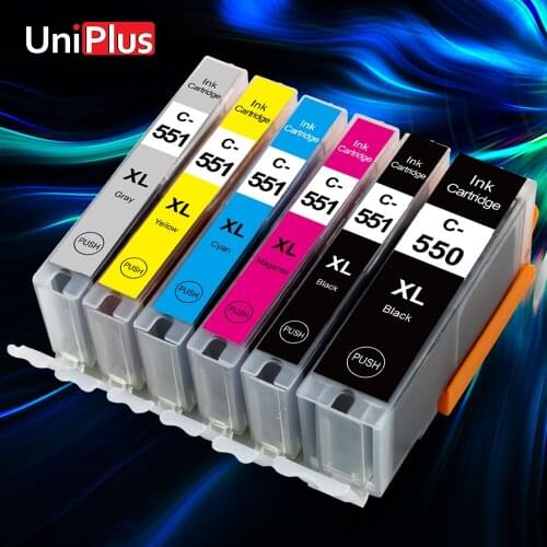 UniPlus PGI550 CLI551 New Full Ink Cartridge Replace Canon Printer 550xl 551xl for PIXMA MG5450 MG5550 MG5650 MG6350 Printer