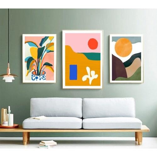Modern Multicolored Abstract Geometric Wall Art Canvas Painting Picture Sun Posters and Prints Gallery Kids Kitchen Home Decor