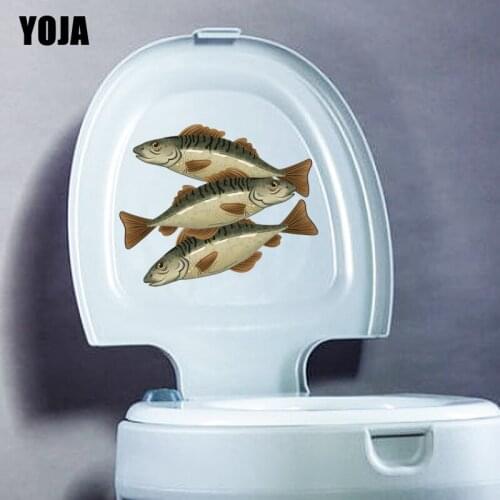 YOJA 23.8*19.5CM Three Fish Toilet Decal BedRoom Home Decor Wall Sticker Modern Art T3-0762