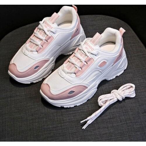 Womens Spring New Breathable Student Womens Korean-Style Increased Thick Bottom Casual Sneakers