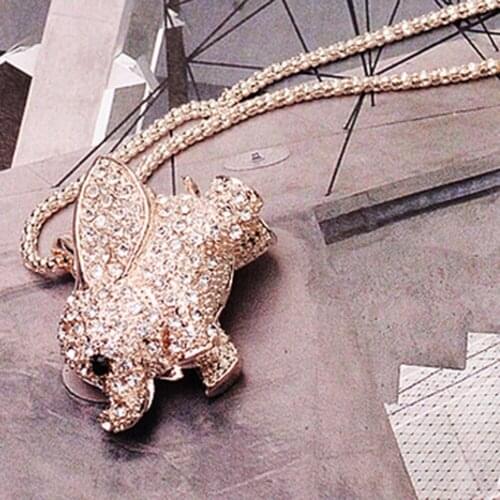 1 Necklace Crystal Necklace Long Chain Necklace Long Sweater Chain Animal Elephant Pendant Necklaces