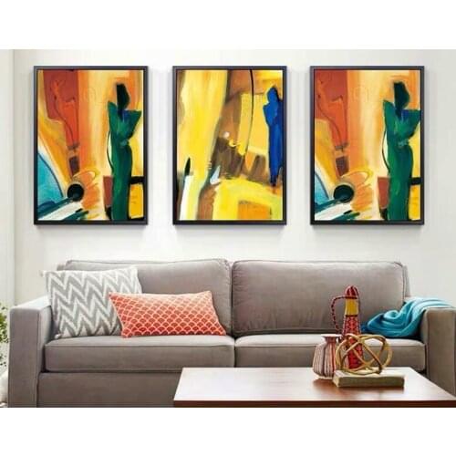 100% Hand Painted Modern Abstract Oil Painting on Canvas Color Modular Canvas Painting Wall Art Picture Painting for Living Room