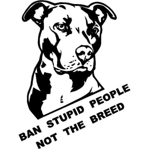 20CM*26CM Ban Stupid People Not The Breed Pitbull Car Sticker And Decals Motorcycle Car Styling Accessories Black/White