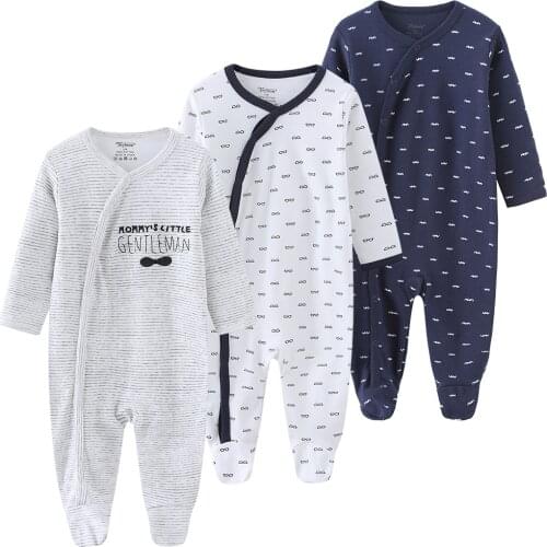 2021 Unisex Baby Organic Cotton Snap Footed Sleep and Play Pajamas Long Sleeve Bodysuit for Newborn Boy and Girl Clothes Bebe