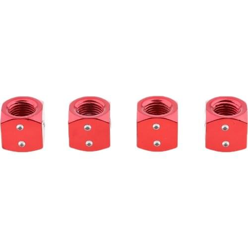 4x Aluminum Dice Valve Caps Cover Universal For Car Bike Motorcycle Red
