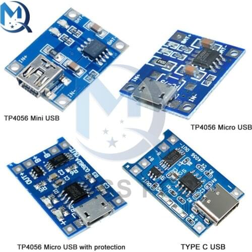 5PCS 5V 1A TC4056A TP4056 Lithium Li-ion Battery Charger Module 18650 Mini Micro USB Type-C Power Supply Board With Protection