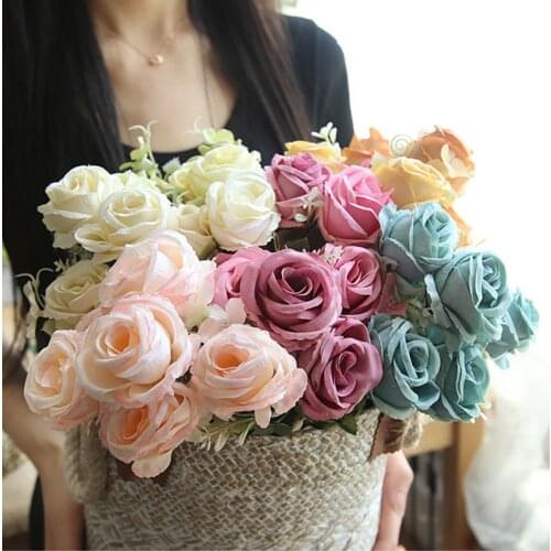 6 Heads/Bouquet Roses Artificial Flowers Pink White Peonies Silk Flowers Wedding Home Decoration Peony Artificial Flowers