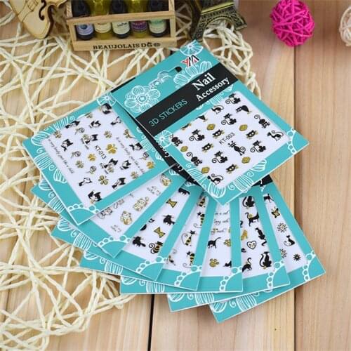 Nail Art Accessories Nail Stickers Color Cartoon 3D Nail Art Stickers Cat Pattern WomenS Daily Wear Nail Art Stickers