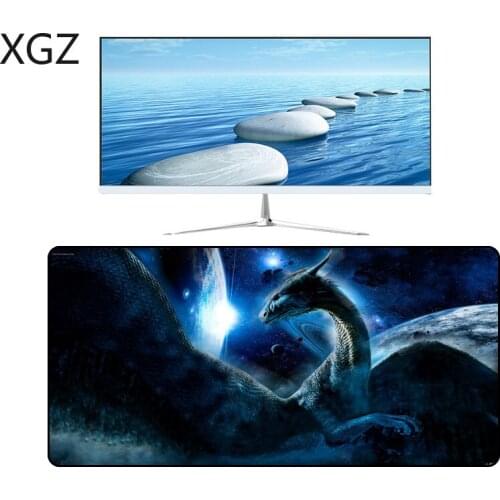 XGZ Game Player Large Mouse Pad Fantasy Planet Dinosaur Black Lock-edge Mousepad (for Laptop Desk) CSGO Keyboard Mat Xxl