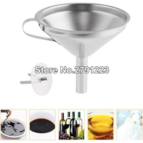 Large Kitchen Oil Honey Funnel Stainless Steel with Detachable Strainer/Filter for Perfume Liquid Food Tools