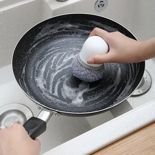 Household with Handle Washing Pot washing Brushes Nordic Kitchen Cleaning Brush Scrubber Dish Bowl Washing Tool Scrub Cleaner