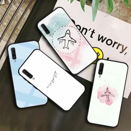 Minimal Paper Flying Tempered Glass Case For Samsung Galaxy A10S A10E A20S A20E A30S A40 A50S A60 A70 A80 A90 A6 A7 A8 Shell
