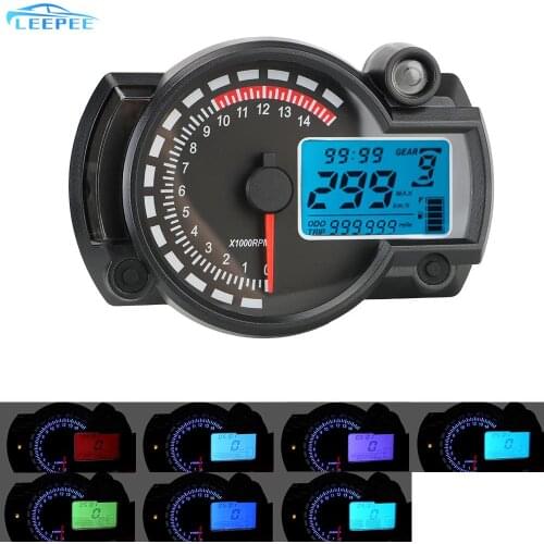 7 Color Motorcycle Speedometer Motorcycle Meter LCD Digital Odometer MAX 299KM/H Moto Dashboard Motorbike Accessories