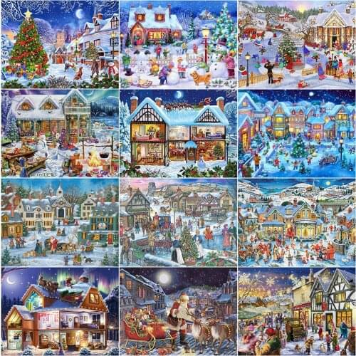 Evershine Diamond Painting Landscape 5D DIY Diamond Mosaic House Beaded Embroidery Rhinestones Needlework Christmas Handicraft