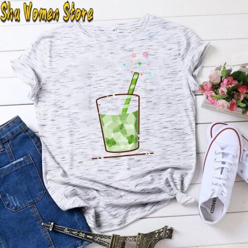 Japanese straw Drinks T Shirt Trendy Short Sleeved Pure T-Shirt Dessert Lover Tees Custom Summer Print Tops y2k tops