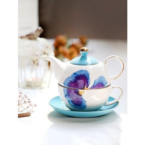 Afternoon tea flower tea pot mother pot flower tea cup one person drinking tea set ceramic flower tea set