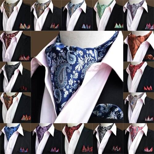 Hot Sale Men Fashion Paisley Cravat Handkerchief Ascot Scarf Pocket Square Set BWTRS0074