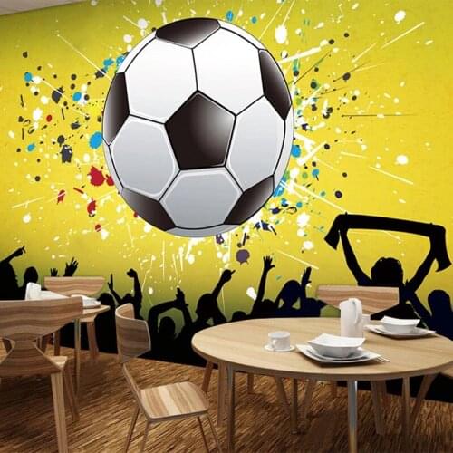 Custom Self-Adhesive Waterproof Wallpaper 3D Bar KTV Carnival Party Football Theme Mural Background Wall Decor Papel De Parede